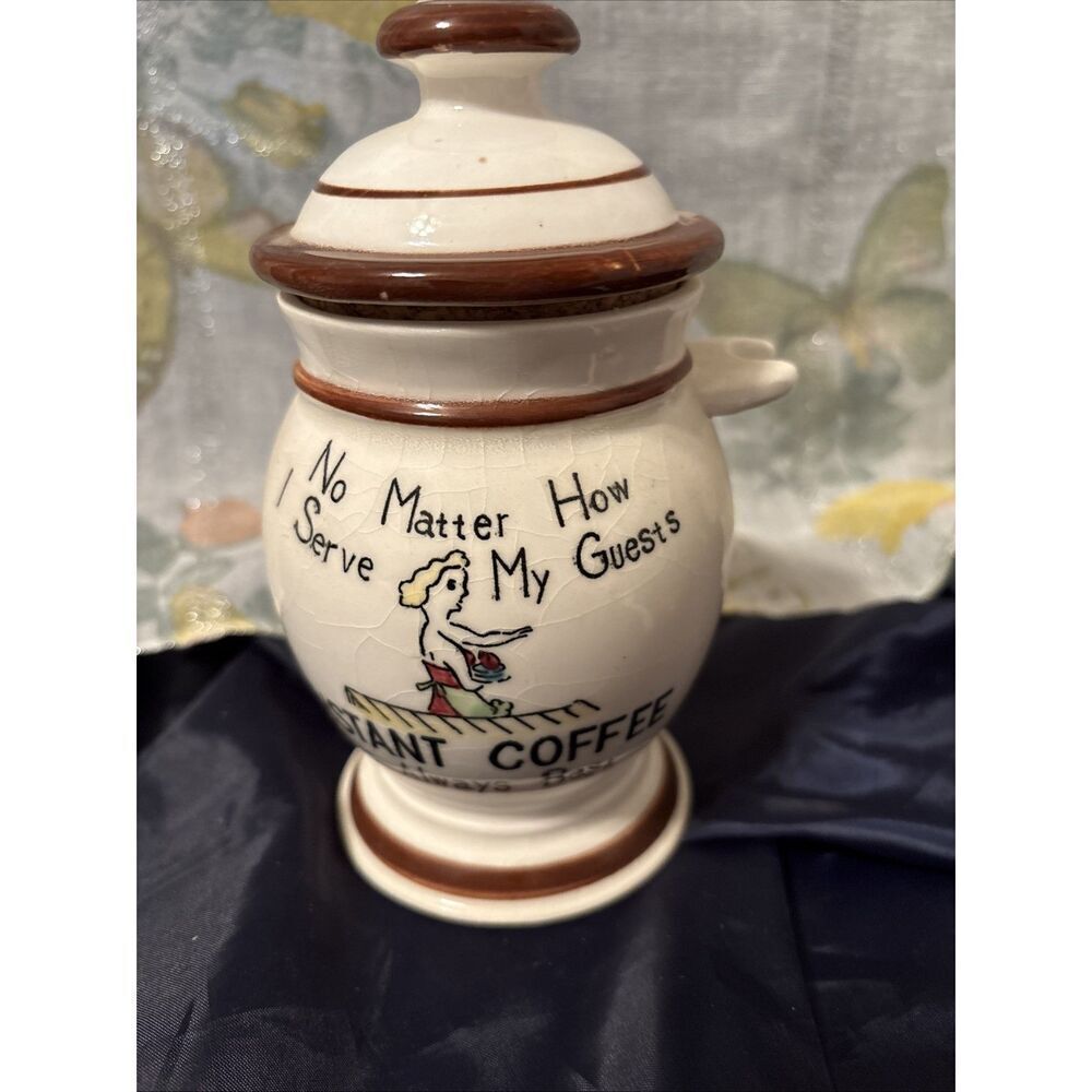 Vintage‎ Ceramic Coffee Jar From Japan 6” Tall